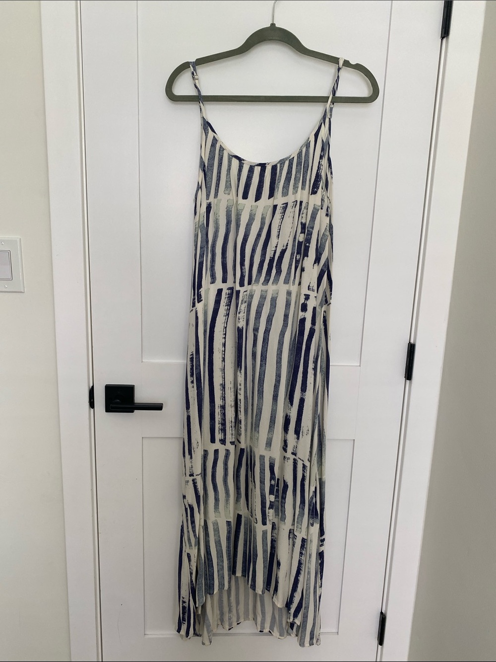 lovestitch Cream and Navy Vertical Brushstroke Maxi Dress